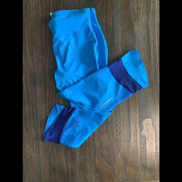 Under Armour UA blue/purple Compression Capri leggings Size S - Picture 3 of 9
